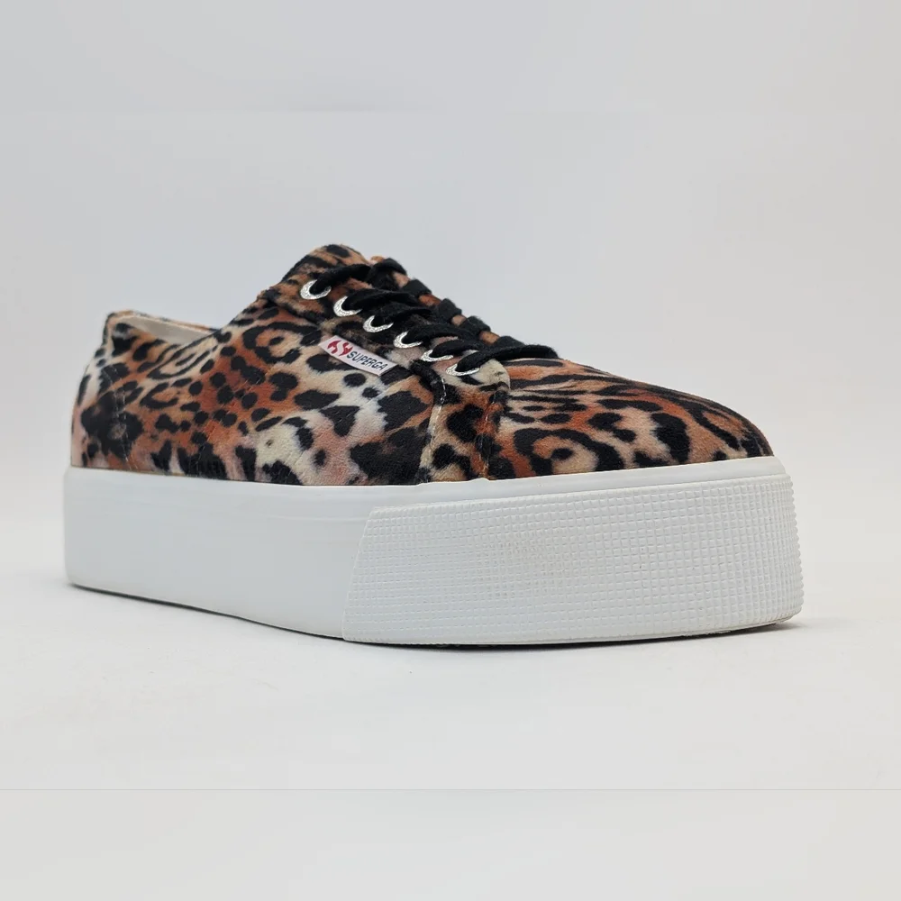 NWT SUPERGA® Fierce Leopard  Chunky Platform Sneaker Size 8.5 Brown/Black/White